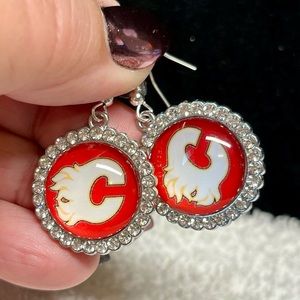 Flames hockey earrings -nickel free silver hooks